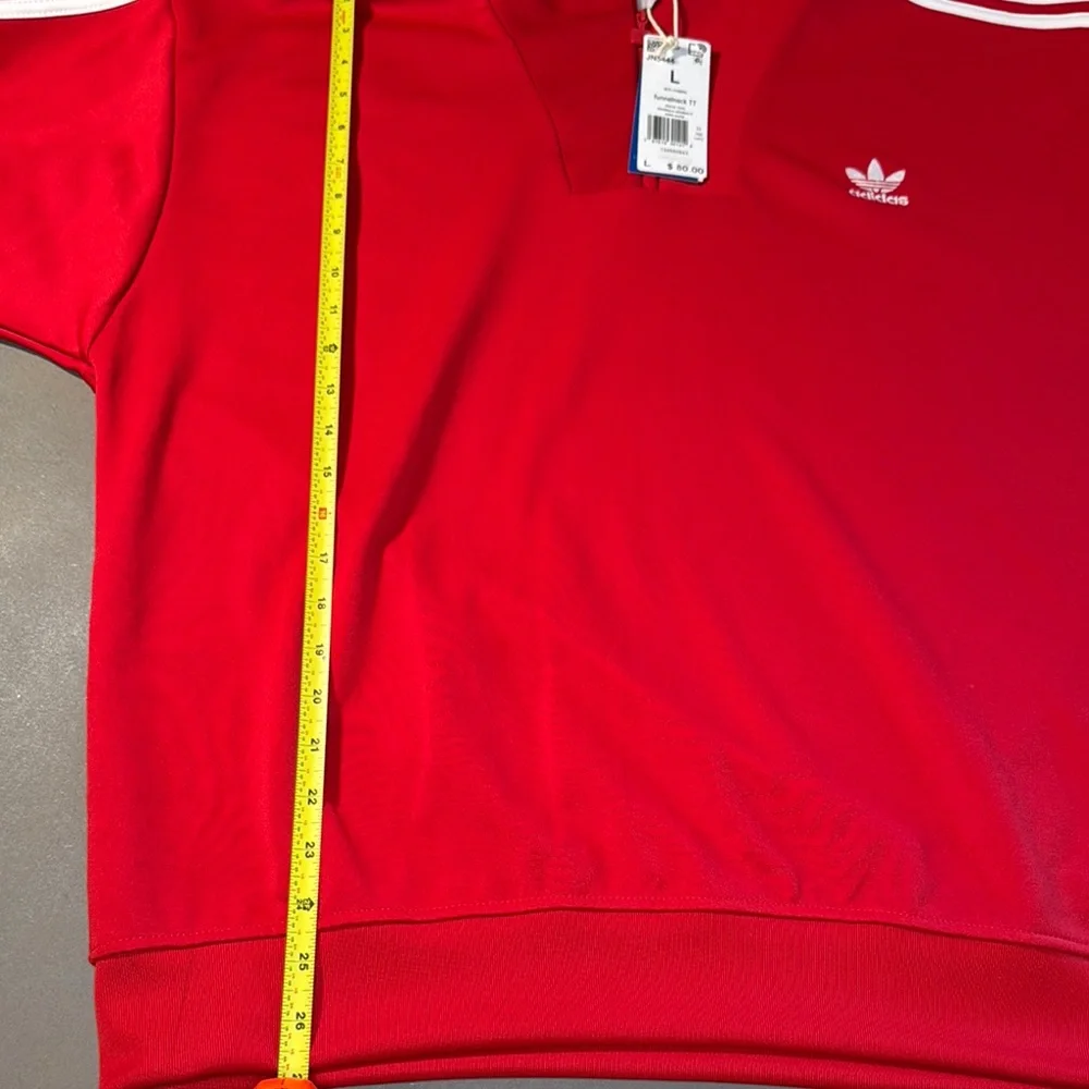 Adidas Red 1/4 Zip Up Sweatshirt Jacket with Signature Stripes Size L NWT